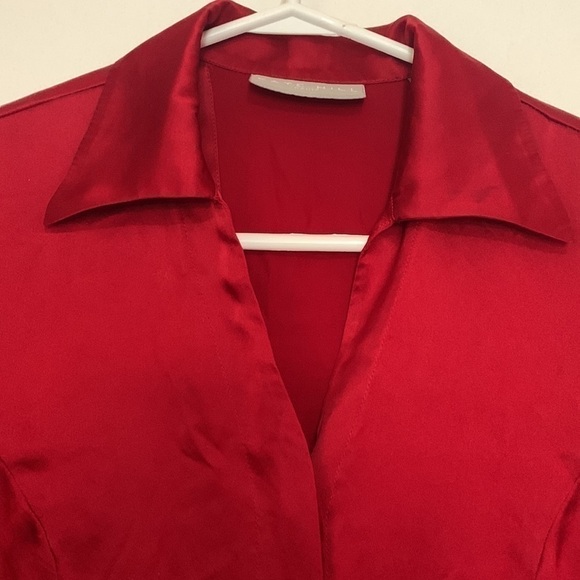 Kate Hill Ruby Red Silk Blouse Late 90s/Early 2000s Jewel Tone (2P Petite) - Picture 3 of 10